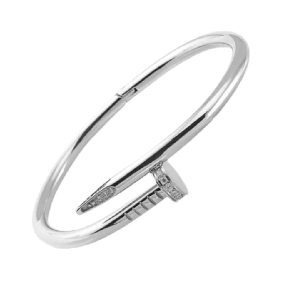 CZ embellished Silver Nail Bangle